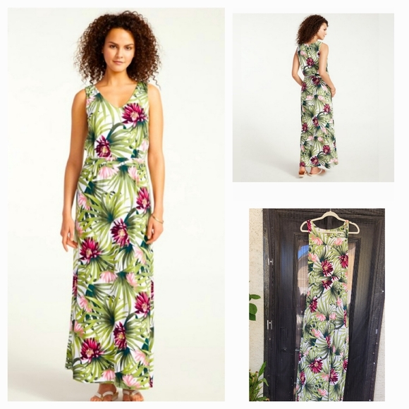 Tommy Bahama Dresses & Skirts - Tommy Bahama Green and Pink Sleeveless Sundress